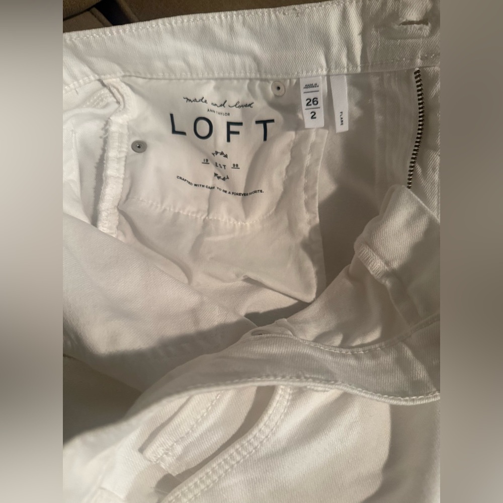 LOFT White Flare Wide Leg Jeans | 2 - Picture 7 of 7
